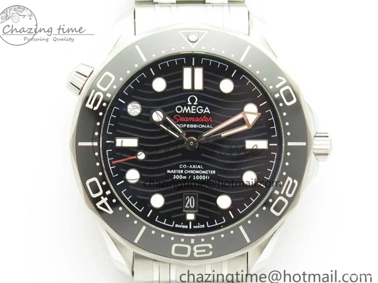 0520 2018 Seamaster Diver 300M OMF Best Edition Black Ceramic Black Dial on SS Bracelet A8800 (Black Balance Wheel) Breathable 7959